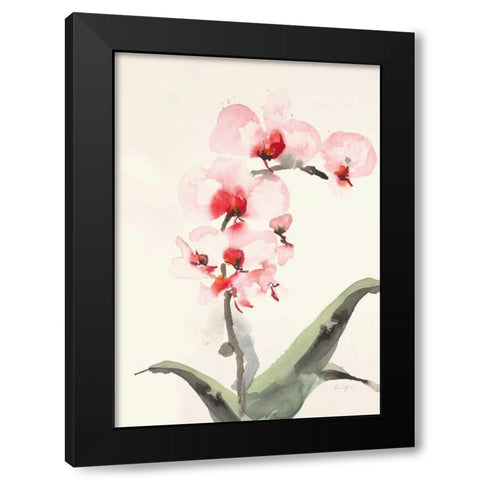 Morning Orchid 2 Black Modern Wood Framed Art Print by Johannesson, Karen