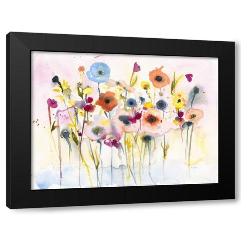 Junes Flowers Black Modern Wood Framed Art Print by Johannesson, Karin