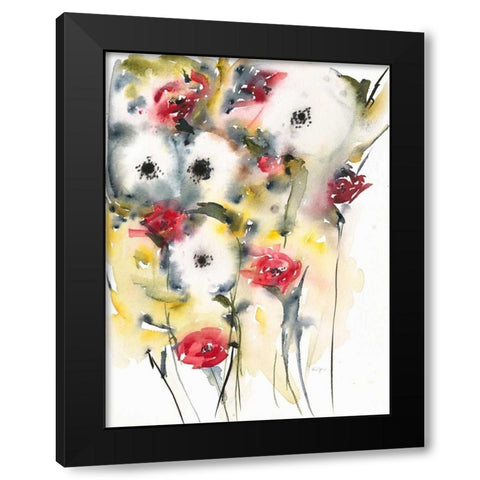 Flowering Posies Black Modern Wood Framed Art Print by Johannesson, Karin