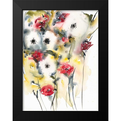 Flowering Posies Black Modern Wood Framed Art Print by Johannesson, Karin