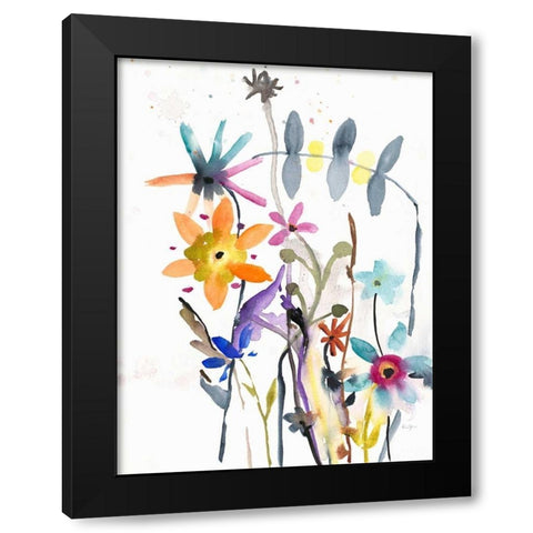 Flower Bedlam Black Modern Wood Framed Art Print by Johannesson, Karin
