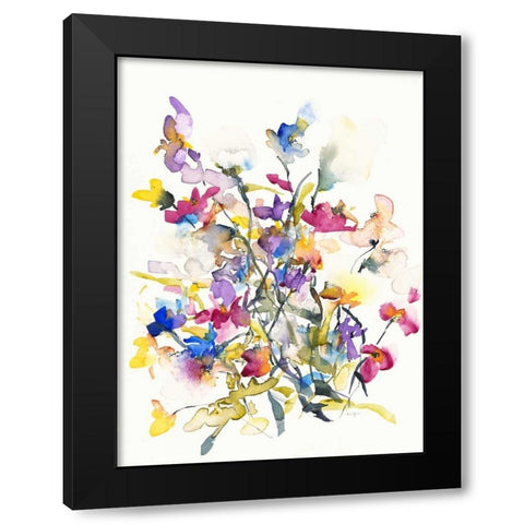 Tangled Pansies Black Modern Wood Framed Art Print by Johannesson, Karin