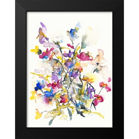 Tangled Pansies Black Modern Wood Framed Art Print by Johannesson, Karin