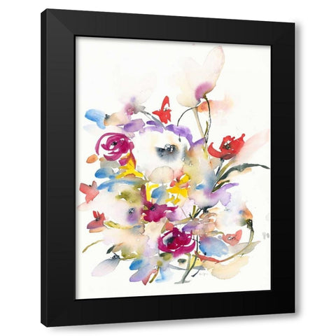 Cheerful Garden Black Modern Wood Framed Art Print by Johannesson, Karin