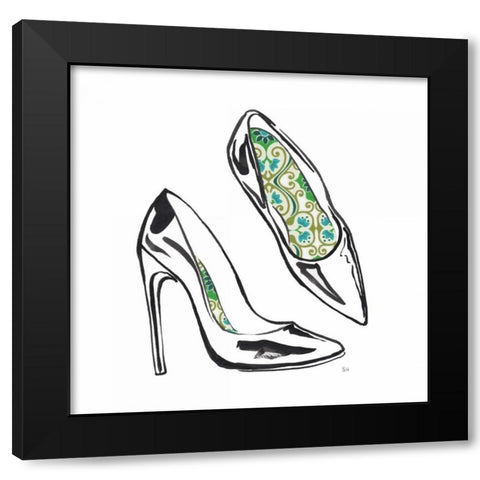 Vintage Designer Shoes Black Modern Wood Framed Art Print by Sunflowerman