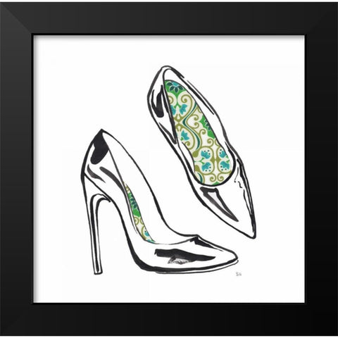 Vintage Designer Shoes Black Modern Wood Framed Art Print by Sunflowerman