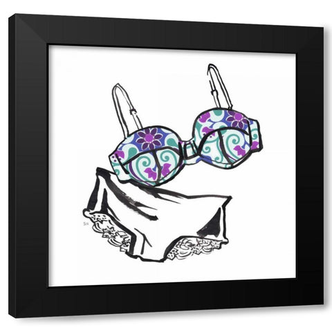 Vintage Lingerie Black Modern Wood Framed Art Print by Sunflowerman