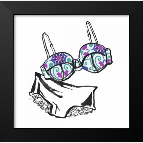Vintage Lingerie Black Modern Wood Framed Art Print by Sunflowerman