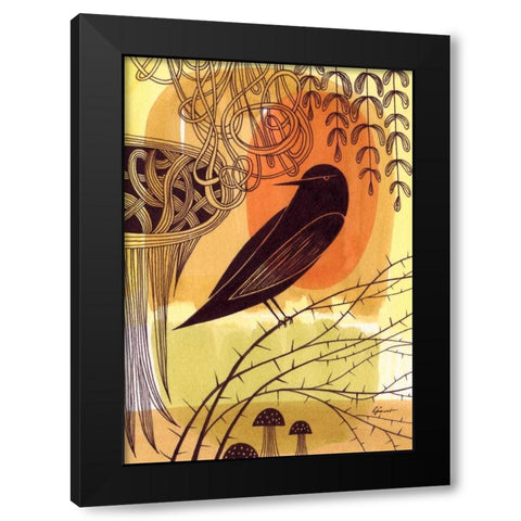 Doodle Bird 1 Black Modern Wood Framed Art Print with Double Matting by Faust, Richard