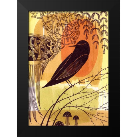 Doodle Bird 1 Black Modern Wood Framed Art Print by Faust, Richard