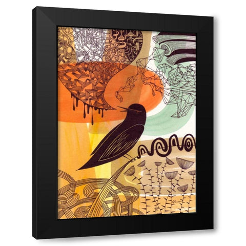 Doodle Bird 2 Black Modern Wood Framed Art Print by Faust, Richard