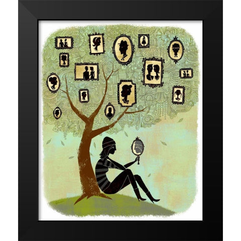 Family Tree Black Modern Wood Framed Art Print by Faust, Richard