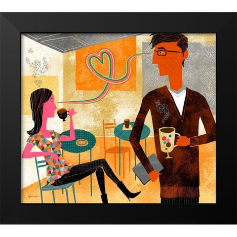 Coffeeshop Love Black Modern Wood Framed Art Print by Faust, Richard