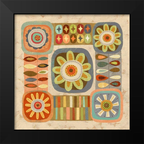 Floral Retro 2 Bloom Black Modern Wood Framed Art Print by Faust, Richard