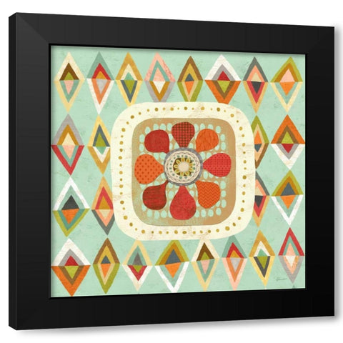 Floral Retro 3 Squared Black Modern Wood Framed Art Print by Faust, Richard