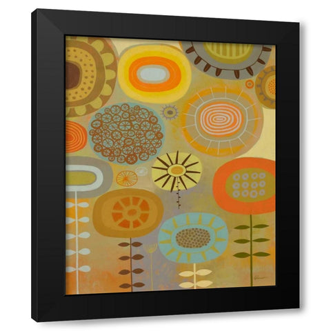 Retro Bloom 1 Black Modern Wood Framed Art Print by Faust, Richard