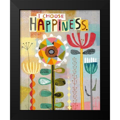 Happiness Flowers Black Modern Wood Framed Art Print by Faust, Richard