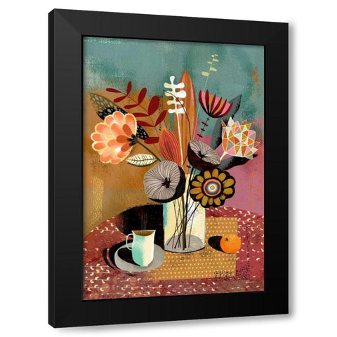 Vase Bouquet Black Modern Wood Framed Art Print with Double Matting by Faust, Richard