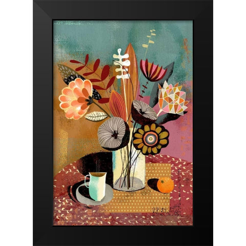 Vase Bouquet Black Modern Wood Framed Art Print by Faust, Richard