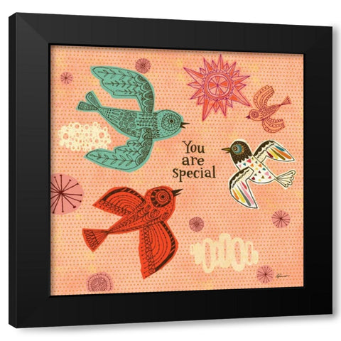 Birdie Bliss 1 Black Modern Wood Framed Art Print by Faust, Richard