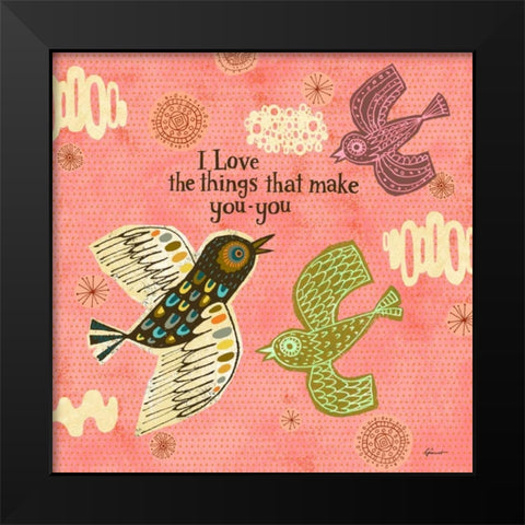 Birdie Bliss 2 Black Modern Wood Framed Art Print by Faust, Richard