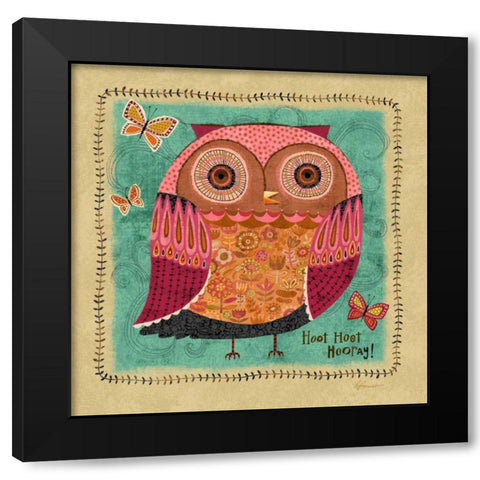 Richards Owl 1 Black Modern Wood Framed Art Print with Double Matting by Faust, Richard