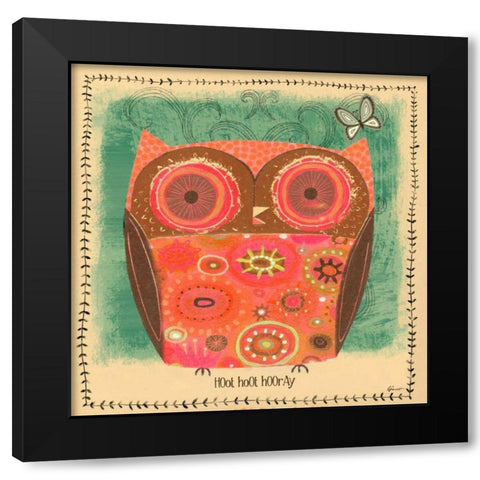 Hoot hoot Hooray Black Modern Wood Framed Art Print by Faust, Richard