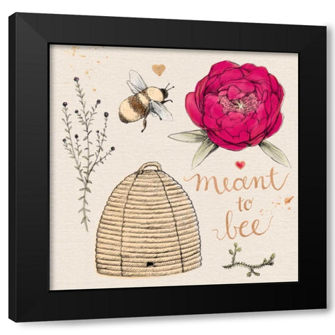 Meant To Bee Black Modern Wood Framed Art Print by Elliot, Kerri