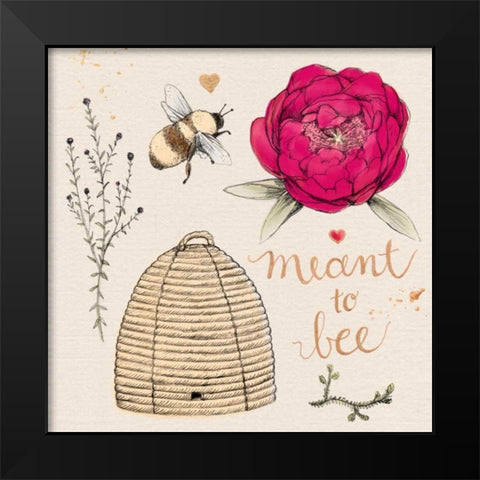 Meant To Bee Black Modern Wood Framed Art Print by Elliot, Kerri