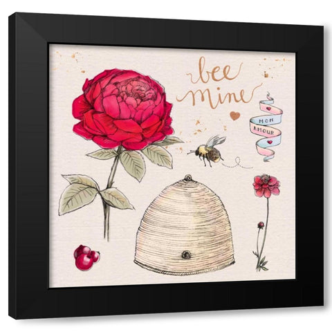 Bee Mine Black Modern Wood Framed Art Print by Elliot, Kerri