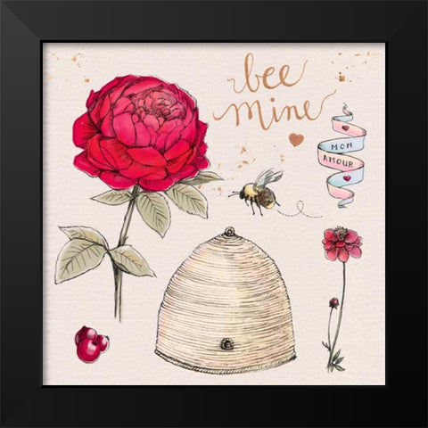 Bee Mine Black Modern Wood Framed Art Print by Elliot, Kerri