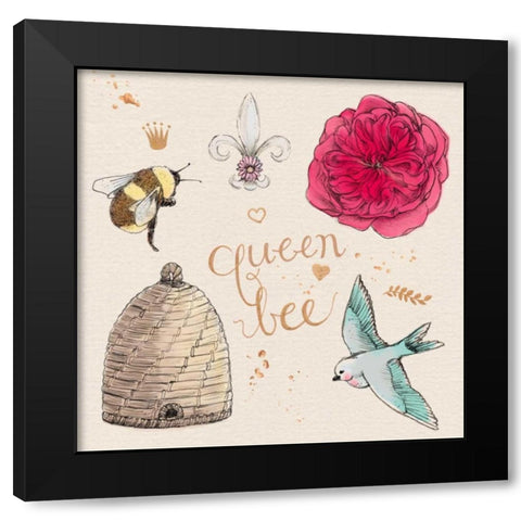 Queen Bee Black Modern Wood Framed Art Print with Double Matting by Elliot, Kerri