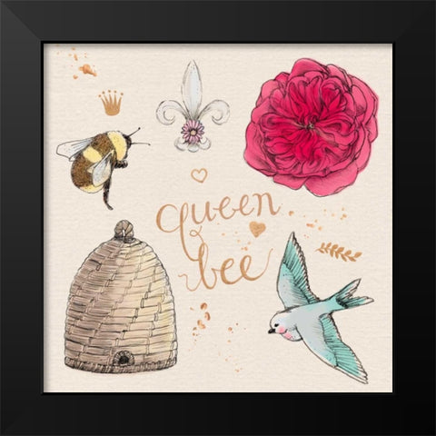 Queen Bee Black Modern Wood Framed Art Print by Elliot, Kerri