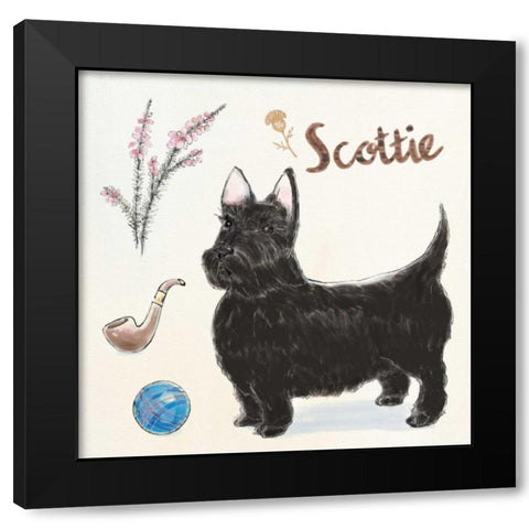 Scottie Dog Escapades Black Modern Wood Framed Art Print by Elliot, Kerri