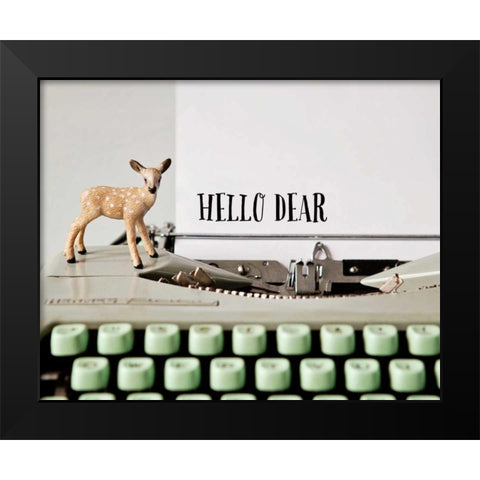 Hello Dear Typewriter Black Modern Wood Framed Art Print by Susannah Tucker Photography