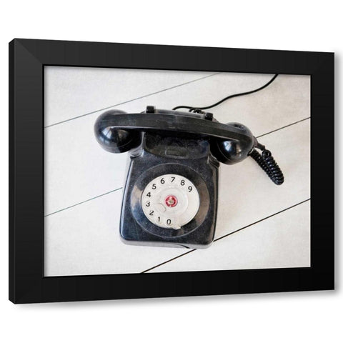 Back In Time Black Telephone Black Modern Wood Framed Art Print with Double Matting by Susannah Tucker Photography
