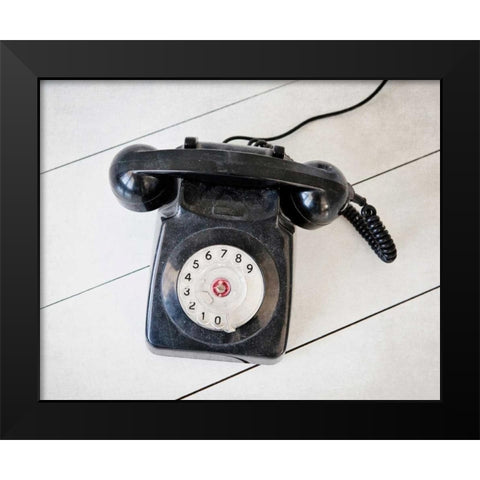 Back In Time Black Telephone Black Modern Wood Framed Art Print by Susannah Tucker Photography
