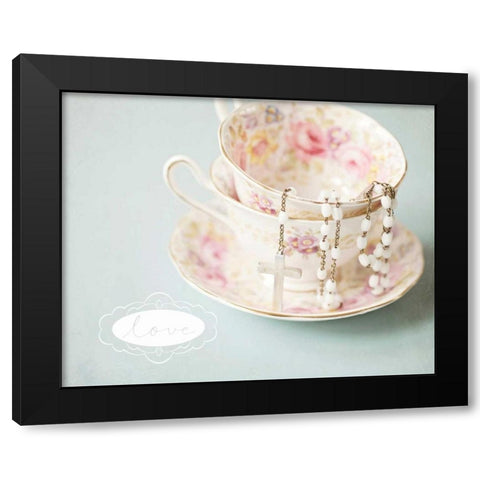 Pretty Teacup Love Black Modern Wood Framed Art Print with Double Matting by Susannah Tucker Photography