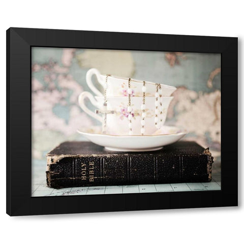 Pretty Teacup and Bible 1 Black Modern Wood Framed Art Print by Susannah Tucker Photography