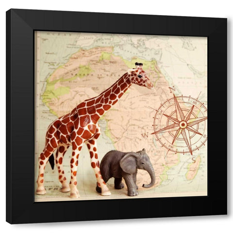 Safari Pals Black Modern Wood Framed Art Print with Double Matting by Susannah Tucker Photography