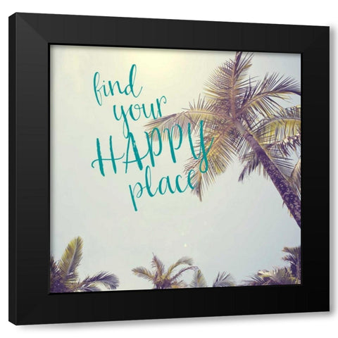 Happy Place Palm Trees Black Modern Wood Framed Art Print with Double Matting by Susannah Tucker Photography