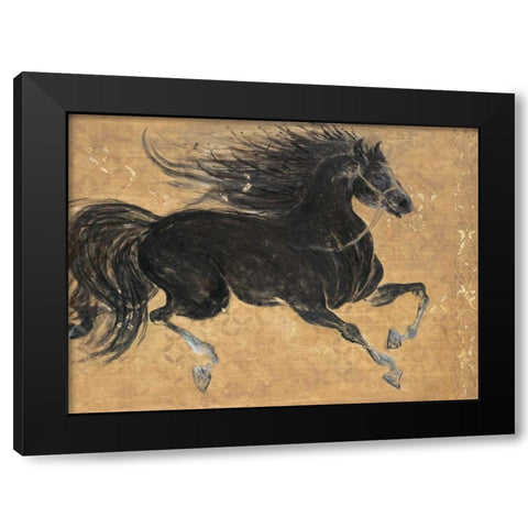 Gilded Stalion 1 Black Modern Wood Framed Art Print with Double Matting by Studio M