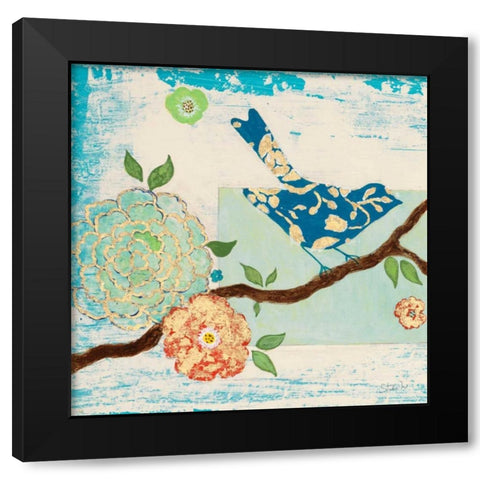 Heavenly Birds 1 Black Modern Wood Framed Art Print by Studio M