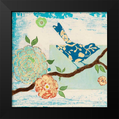 Heavenly Birds 1 Black Modern Wood Framed Art Print by Studio M