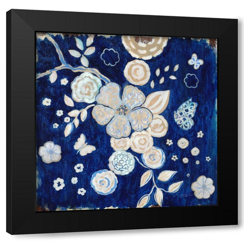 Blue Chinoserie Garden2 Black Modern Wood Framed Art Print by Studio M
