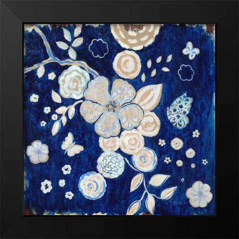 Blue Chinoserie Garden2 Black Modern Wood Framed Art Print by Studio M