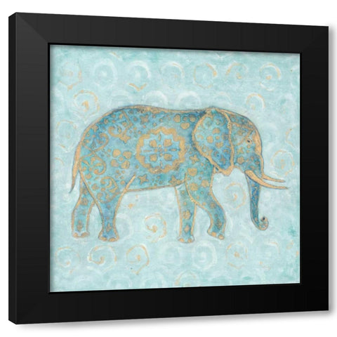 WISDOM ELEPHANT Black Modern Wood Framed Art Print by Studio M