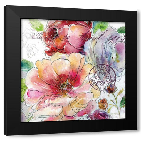 Flora Bella 1 Black Modern Wood Framed Art Print by Studio Rofino