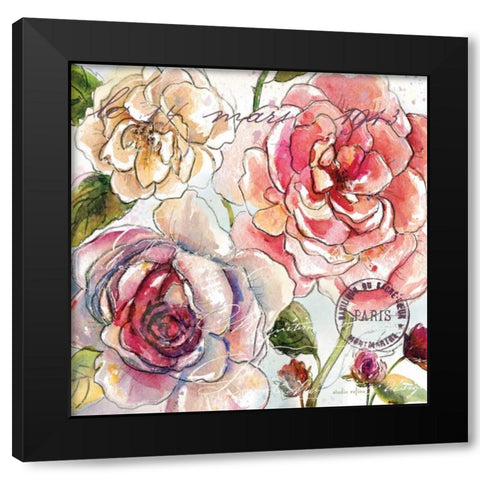 Flora Bella 2 Black Modern Wood Framed Art Print with Double Matting by Studio Rofino