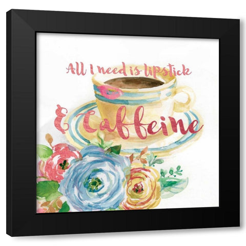 Lipstick and Caffeine Black Modern Wood Framed Art Print by Studio Rofino